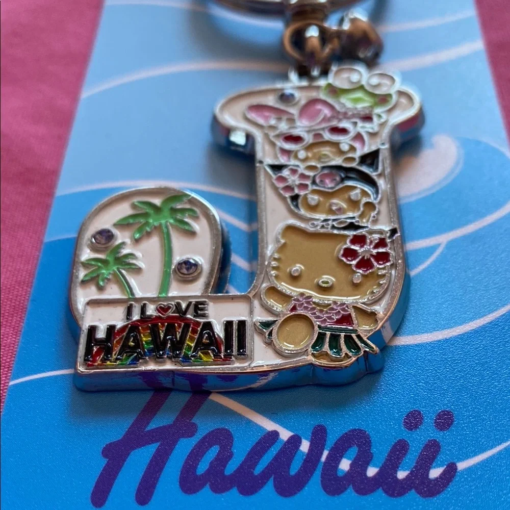 Hawaiian Hula Hello Kitty “J” Keychain on Silver w/ Kuromi My Melody Keroppi NEW